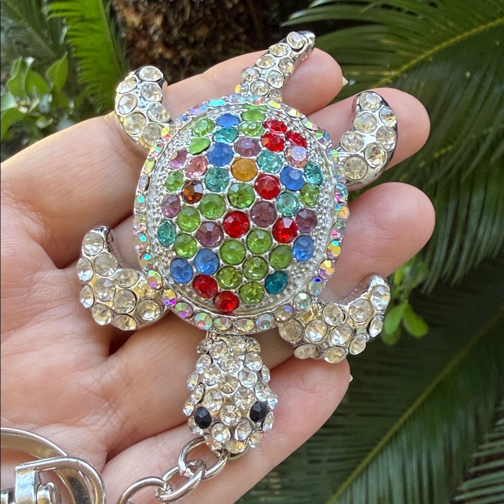 Colorful Turtle Keychain with Rhinestones - Picture 11 of 16